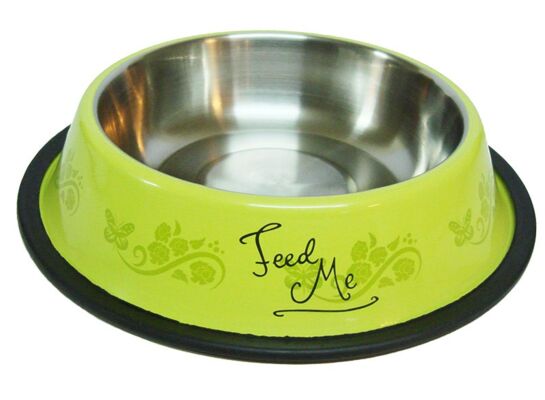 Miska dla psa stalowa 0,5 l na gumie zielona