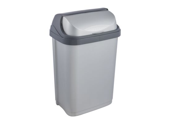 Kosz na śmieci z odchylaną pokrywą 10 l srebrny rasmus 25,5 x 19 x 39 cm keeeper
