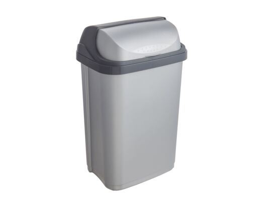 Kosz na śmieci z odchylaną pokrywą 25 l srebrny rasmus 34 x 26 x 54 cm keeeper