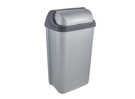 Kosz na śmieci z odchylaną pokrywą 50 l srebrny rasmus 39 x 29,5 x 67,5 cm keeeper