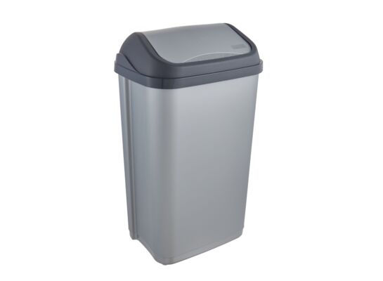 Kosz na śmieci z obrotową pokrywą 50 l srebrny swantje 38,5 x 29 x 66 cm keeeper