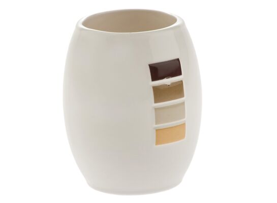 Kubek STRIP biały + brązy 8 x 8 x 11 cm AWD Interior