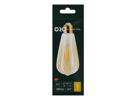 Żarówka Filament LED ORO-E27-ST64-FL-AMBER-4W-WW