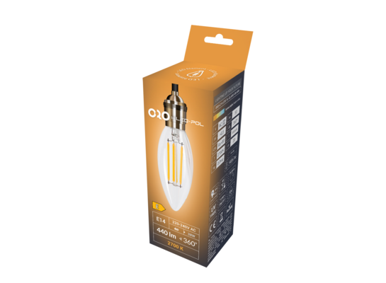 Żarówka Filament LED ORO-E14-C35-FL-CLARO-4W-WW