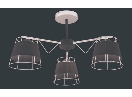 Lampa przysufitowa 3 - płomienna czarno-biały Venti