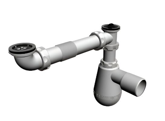 Syfon zlewozmywakowy 2-komorowy butelkowy, odejście proste Ø50