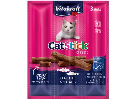 Przysmak dla kota Cat Stick Mini 3 sztuki dorsz/czarniak Vitakraft