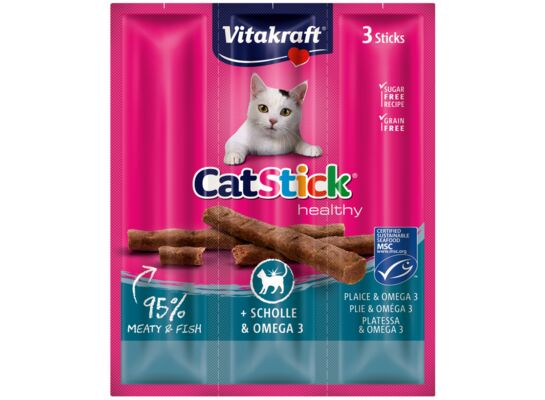 Przysmak dla kota Cat Stick Mini 3 sztuki flądra/omega3 Vitakraft