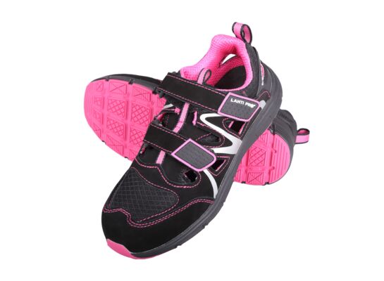 Sandały damskie obuwie bezpieczne LAHTI PRO L30604 zamsz/dzianina czar-róż 41