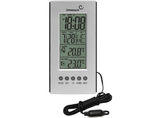 Termometr z zegarem srebrny 2Measure