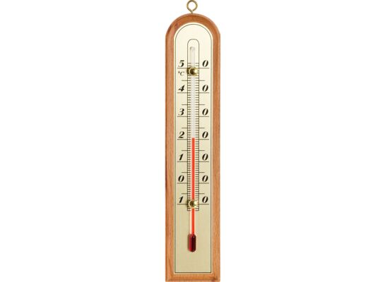 Termometr pokojowy 43 x 210 mm złota skala drewniany łuk Bioterm