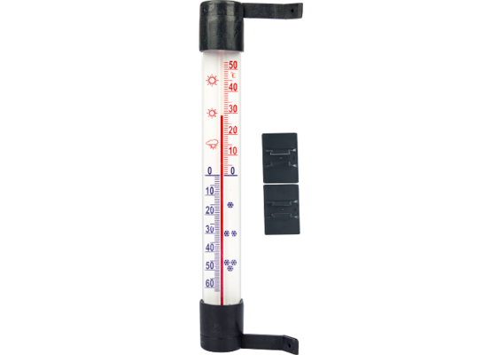 Termometr zaokienny przyklejany antracyt 26 x 230 mm Bioterm