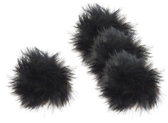 Zabawka dla kota futrzana kulka czarna 4 sztuki happet