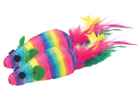 Zabawka dla kota mysz z piórami happet