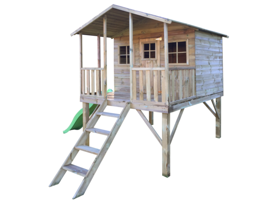 Domek ogrodowy Gucio ze ślizgiem drewniany 4iQ