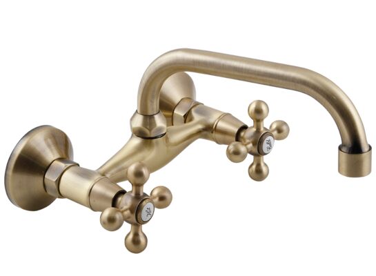 Bateria umywalkowa ścienna STILO BKI 550D mosiądz antyczny Kuchinox