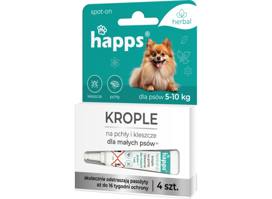 Krople na pchły i kleszcze dla małych psów 5 - 10 kg HAPPS HERBAL