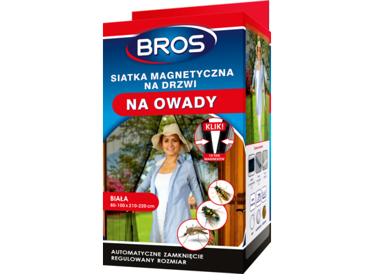 Siatka na drzwi magnetyczna biała 100 x 220 cm BROS