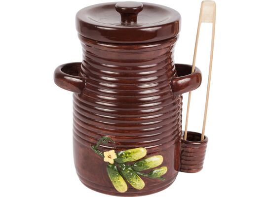 Garnek ceramiczny na ogórki brąz 3 l ze szczypcami Browin