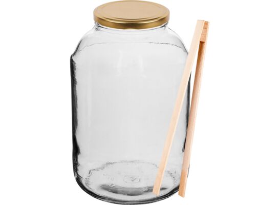 Słój TO Ø100 mm 4 l ze złotą zakrętką + szczypce Browin