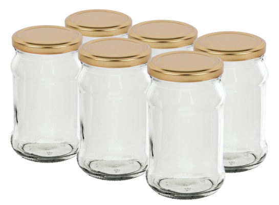 Słoik 300 ml ze złotą zakrętką Ø66 6 sztuk
