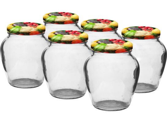 Słoik 550 ml z kolorową zakrętką Ø82 6 sztuk