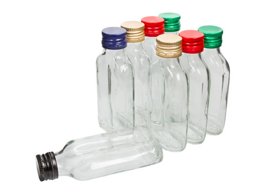 Butelka 100 ml piersiówka z zakrętkami 8 sztuk