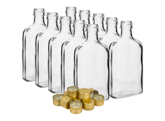 Butelka 200 ml piersiówka z zakrętkami 10 sztuk