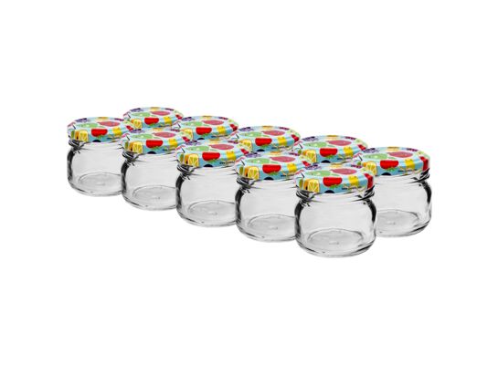 Słój TO Ø43 mm 30 ml z kolorową zakrętką 10 sztuk Browin