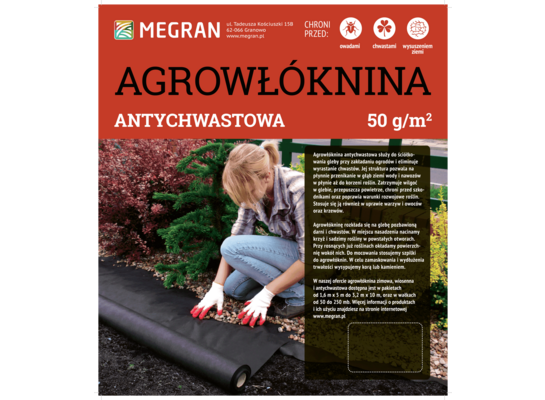 Agrowłóknina antychwastowa 50 g/m² czarna 1,6 m x 20 mb