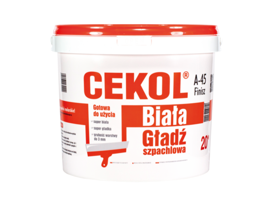 Gładź szpachlowa biała A-45 20 kg CEKOL