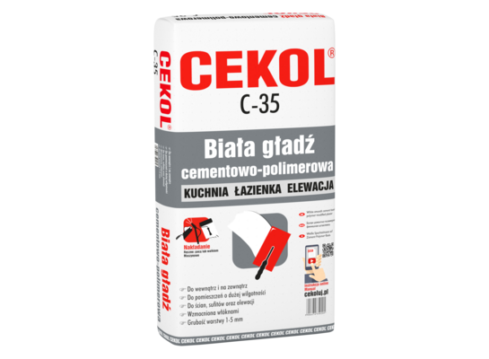 Gładź szpachlowa cementowo-polimerowa biała C-35 5 kg CEKOL