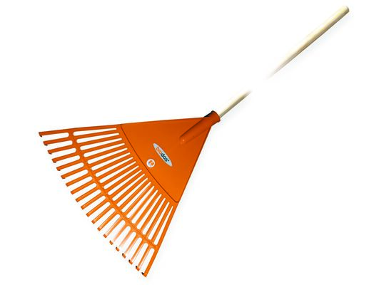 Grabie wachlarzowe 43 x 39 cm, 20 zębów, trzonek drewniany lakierowany