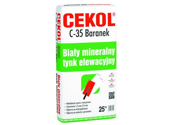 Tynk elewacyjny biały mineralny Baranek 25 kg CEKOL