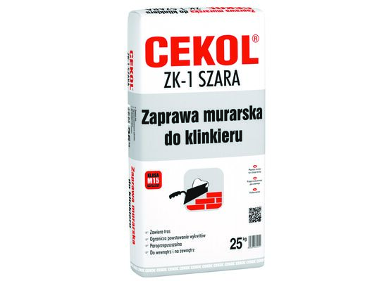 Zaprawa murarska do klinkieru szara ZK-1 25 kg CEKOL