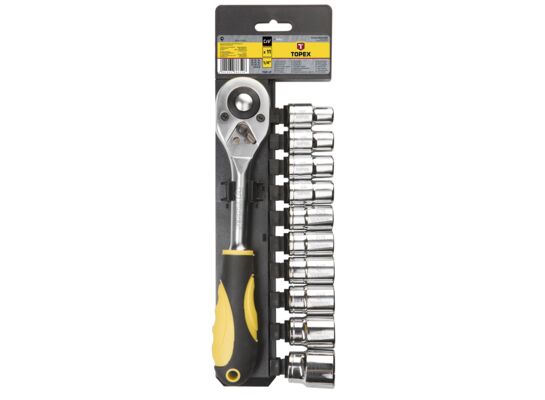 Klucz nasadowy 1/2", zestaw 11 sztuk TOPEX