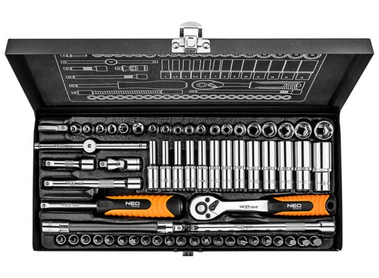 Klucz nasadowy 1/4", zestaw 63 sztuki NEO