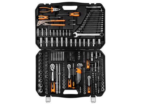 Klucz nasadowy 1/2", 3/8" , 1/4", zestaw 233 sztuki NEO