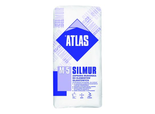 Zaprawa murarska do elementów silikatowych SILMUR M5S szara 25 kg Atlas