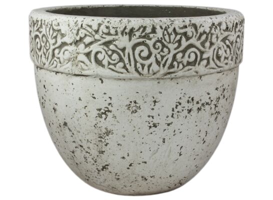 Donica okrągła z lekkiego cementu biała 29 cm