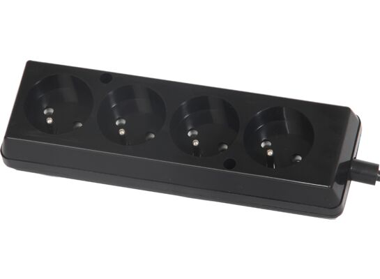 Gniazdo przenośne czterokrotne z uziemieniem czarne