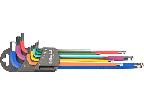 Klucz sześciokątny 1,5 - 10 mm, zestaw 9 sztuk NEO
