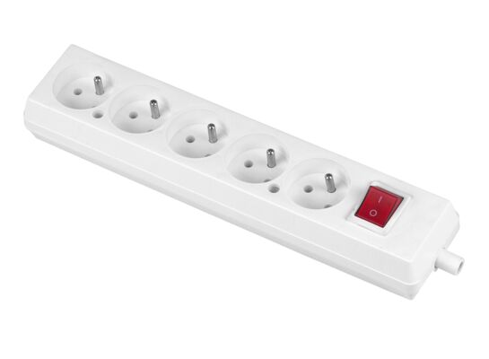 Gniazdo przenośne pięciokrotne 5 x 2p+Z z wyłącznikiem 16 A, 250 V, białe