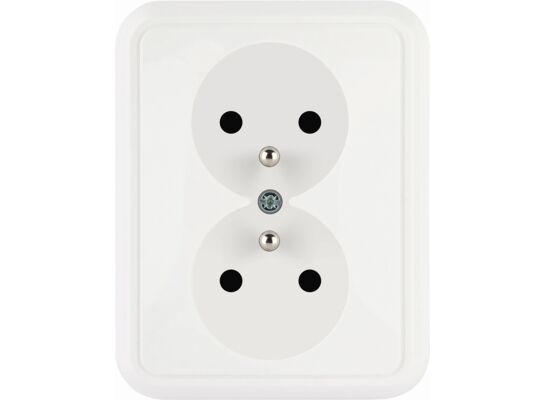 Gniazdo podwójne z uziemieniem CosmoLuxe białe