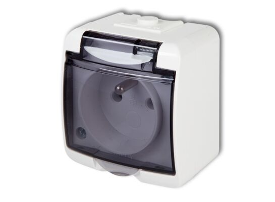 Gniazdo pojedyncze z uziemieniem dymne HydroLuxe białe