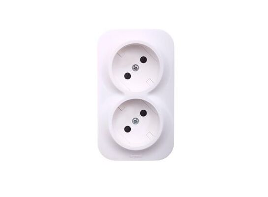 Gniazdo podwójne bez uziemienia Forix białe