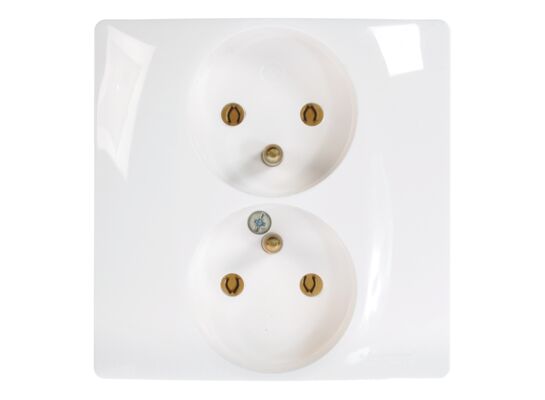 Gniazdo podwójne z uziemieniem Niloe Eco białe