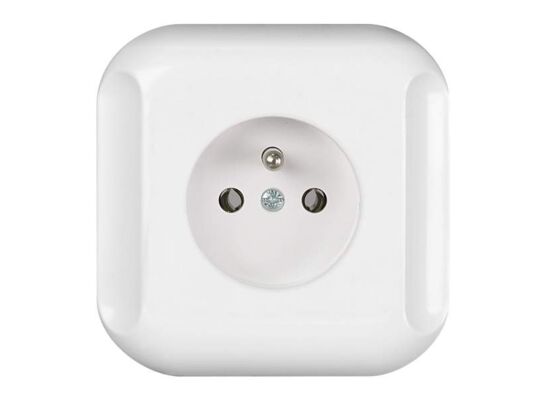 Gniazdo pojedyncze z uziemieniem Topaz białe