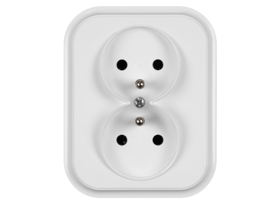 Gniazdo podwójne z uziemieniem Eco białe