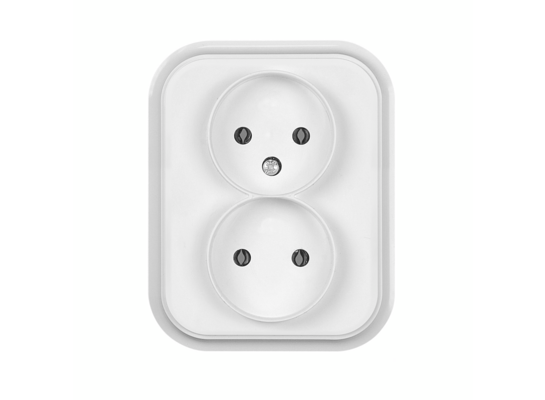 Gniazdo podwójne bez uziemienia Eco białe